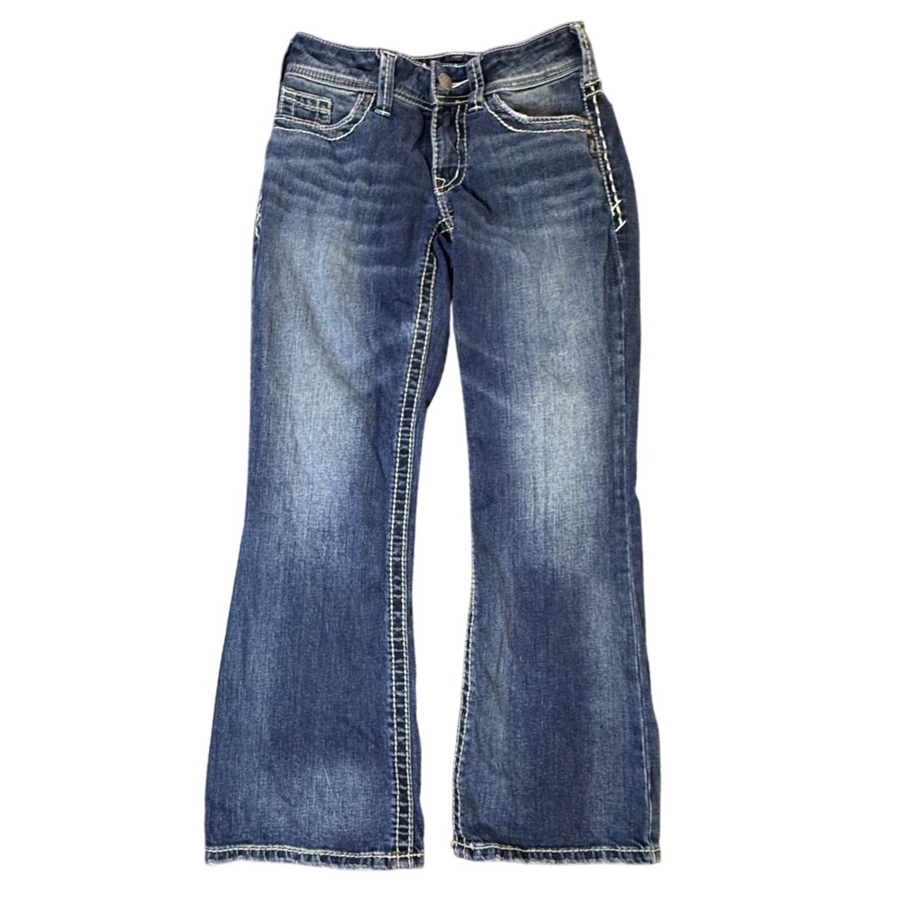 Silver Jeans Co.‎ Suki Bootcut Jeans Dark Wash Denim Western Stitch W24 L30